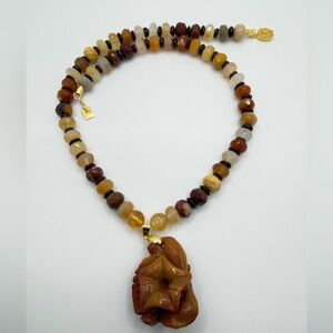 19.75" Carnelian, Mookaite, Garnet, Citrine necklace w/ vermeil 925 clasp!